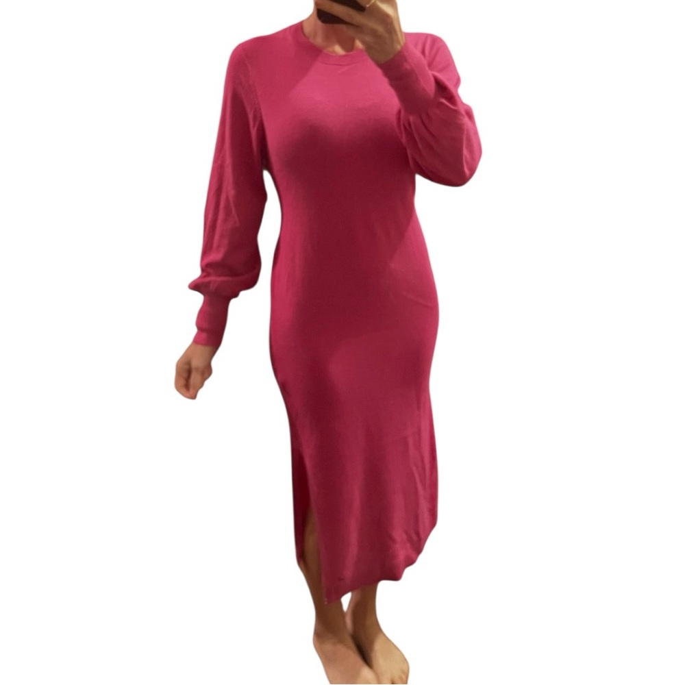 Women's Ted Baker Pink Long Sleeve Midi Dress S